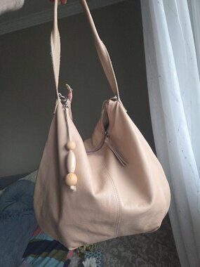 Biba Large Hobo Shoulder Bag in soft pink/beige color